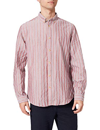 Springfield Męska koszula Camisa Rayas, Nadruk w kolorze czerwonego granatu, M