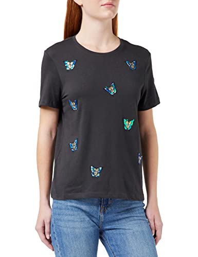 ONLY Women's ONLKITA REG S/S Butterfly Top Box JRS T-Shirt, Phantom/AOP: Butterfly, L (3 sztuki)