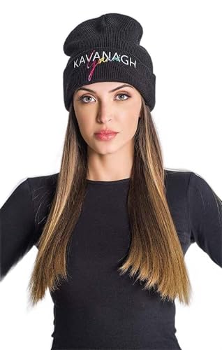 Gianni Kavanagh Black Beanie with Multicolor GK Logo Czapka na zimną pogodę, Czarny, UN dla kobiet, czarny, rozmiar uniwersalny