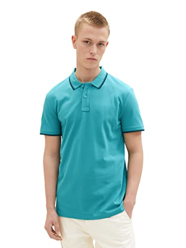 TOM TAILOR Denim Męska koszulka polo, 31044-Deep Turquoise, L, 31044 – głęboki turkus, L