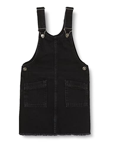 Koton Dziewczęca sukienka w paski Jean Dungarees Cotton Pocket Dress, czarny (999), 6-7 Lata
