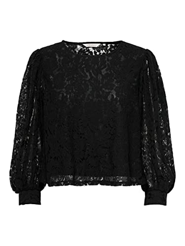 ONLY Women's ONLYRSA 78 LACE TOP WVN koszulka, czarna, M (opakowanie 4 szt.)