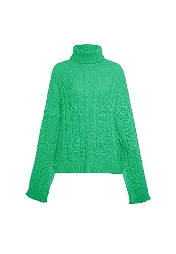 myMo Damski sweter z golfem, modny sweter, zielony, M/L, zielony, M