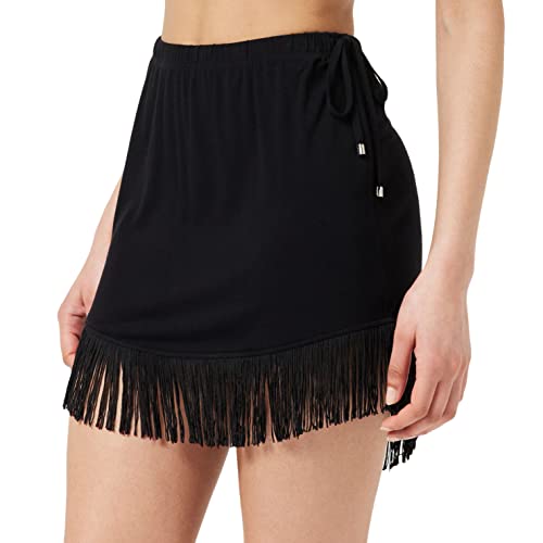 Emporio Armani Swimwear Women's Fringes spódnica z wiskozy, czarna, XL, czarny, XL