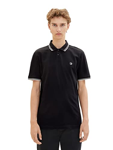 TOM TAILOR Denim Męska koszulka polo, 1036386, 2999, czarna, XS, 2999 - Black, XS