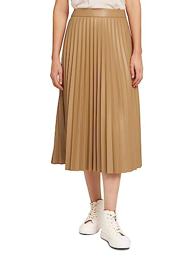 TOM TAILOR Denim Damski Plisowana spódnica midi ze sztucznej skóry 1028945, 27474 - Soft Camel, M