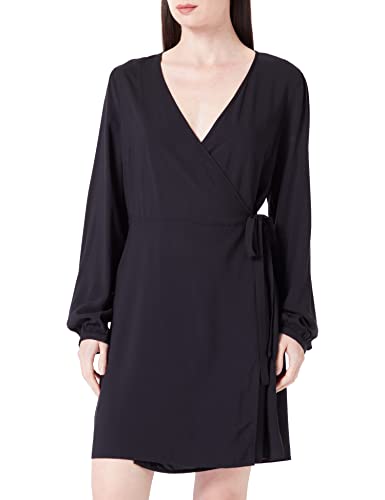 ONLY Women's Onlnova Life L/S TIA WRAP Dress SOL. PTM sukienka, czarna, L, czarny, L