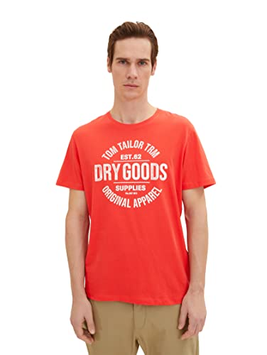 T-shirt męski TOM TAILOR z nadrukiem, 15220-Potężna czerwień, S
