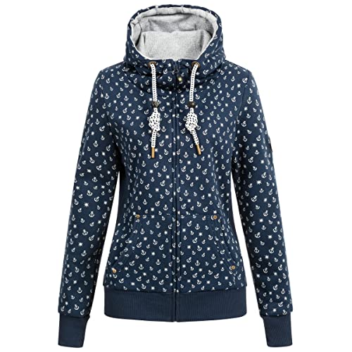 Ankerglut Damska bluza z kapturem, bluza z długim rękawem, bluza z kapturem, granatowa, 38