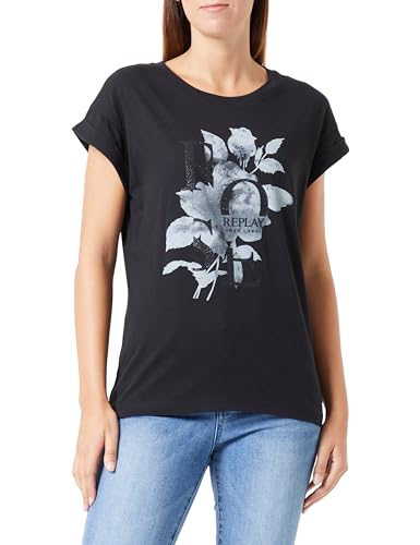 Replay T-shirt damski, 098 BLACK, M