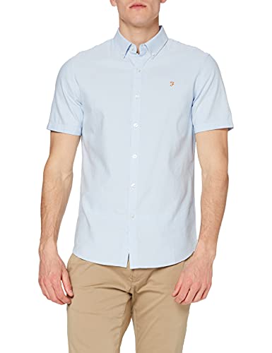 Farah Koszula męska Brewer Slim Fit Cotton Oxford, Błękitny, XXS