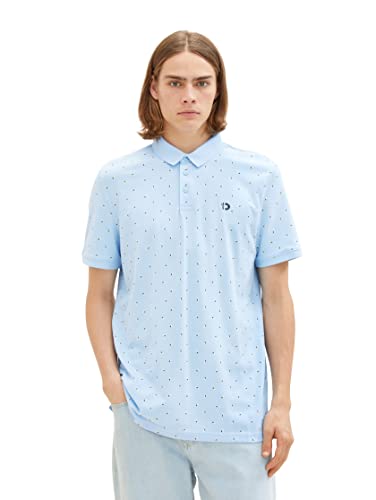 TOM TAILOR Denimowa męska koszulka polo z nadrukiem na całej powierzchni wykonana z bawełny, 32485-niebieski wielokolorowy mini nadruk, XXL
