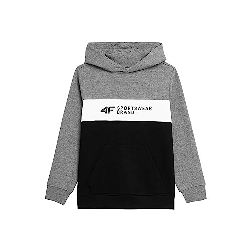 4F JUNIOR Boy's Jblm003 bluza chłopięca, średnio-szara, melanżowa, 122 cm, średni szary, melanż, 122