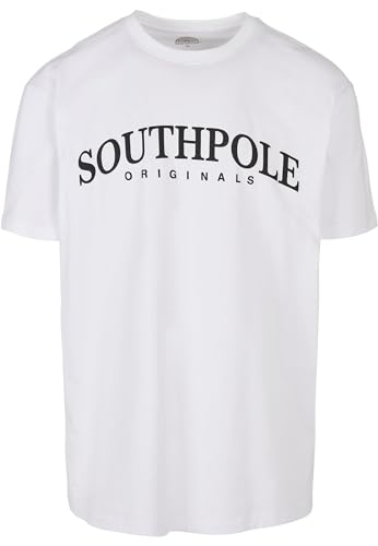 Southpole Męski t-shirt z nadrukiem puffer, biały, XL