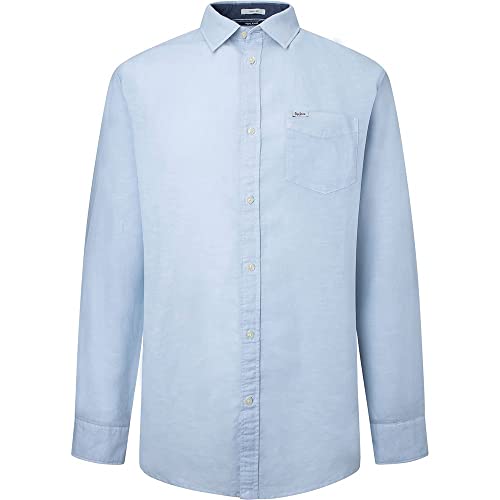Pepe Jeans Męska koszula Parker, jasnoniebieski, S, Niebieskie wybielacze, S