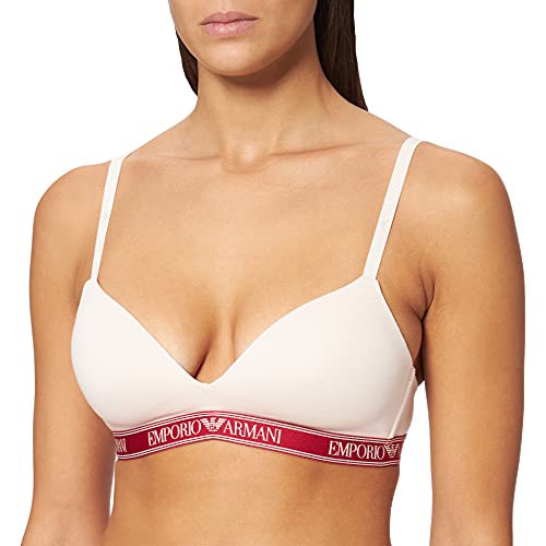 Emporio Armani Bielizna damska Triangle Iconic z logo, wyściełany biustonosz, pudrowy róż, L, różowy, L