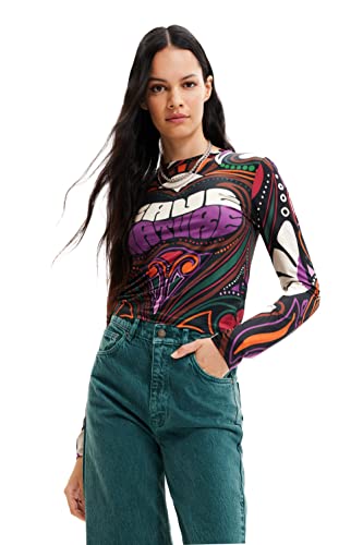 Desigual Damska koszulka z długim rękawem, czarny, M