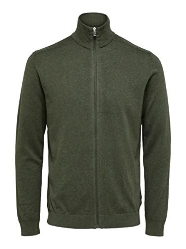 SELECTED HOMME Męska kurtka z dzianiny Zip-up, FOREST NIGHT, L