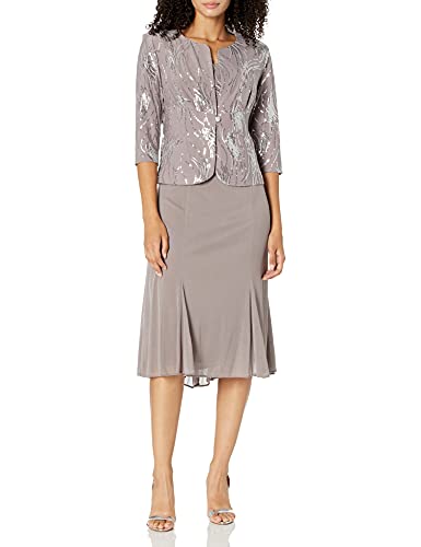 Alex Damska sukienka Tea Length Mock Jacket Dress with Button Front (Petite and Regular Sizes) sukienka na specjalne okazje
