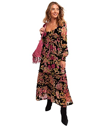 Joe Browns Damska sukienka z dekoltem w kształcie serca z bufiastymi rękawami w kwiaty koronkowa, Czarny, 36