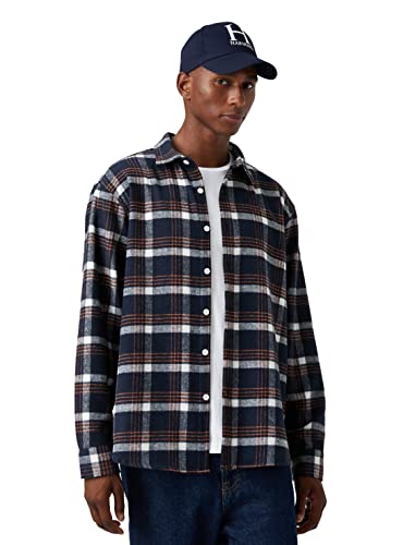 Koton Koszula męska Kariertes Langarmshirt, granatowa w kratkę (7c0), S, Granatowa kratka (7c0), S