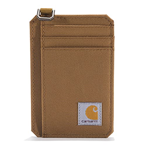 Carhartt Męska przednia kieszeń, trwały płócienny lub skórzany portfel z klipsem na pieniądze, Kaczka nylonowa (Carhartt Brown), Rozmiar uniwersalny