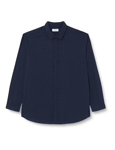 JACK&JONES PLUS Męska koszula Jjplain Fall Solid Shirt Ls Pls, Navy Blazer, 4XL