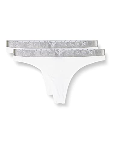 Emporio Armani Women's Iconic Mikrofiber Thongs Majtki Stringi (Paczka 2) Damskie, biały, M