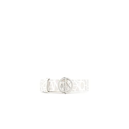 Armani Exchange Damski emblemat, okrągły pasek z logo, biały, S