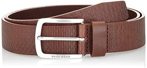 BOSS Męski Jor-HB-A Sz35 włoski skórzany pasek z wytłoczonymi monogramami, Brązowy