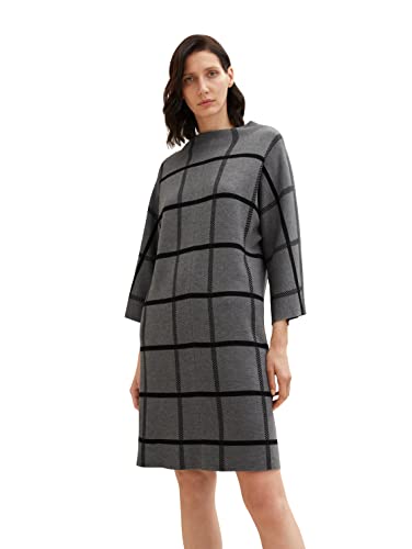 TOM TAILOR Damski sukienka w kratę 1034476, 30942 - Grey Knit Check Design, 38