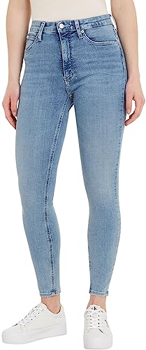 Calvin Klein Jeans Damskie spodnie do kostki z wysokim stanem, NIEBIESKI, 30W