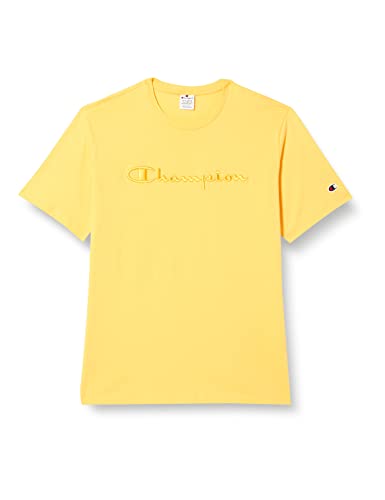 Champion Męski T-shirt Rochester 1919 z logo Crewneck S-s, żółty melonowy (Amy), XXL, Melon żółty (Amy), XXL