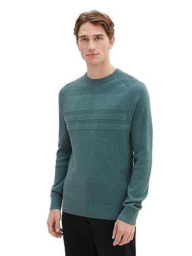 TOM TAILOR sweter męski, 32619 – zielony (Green Dust Melange), S