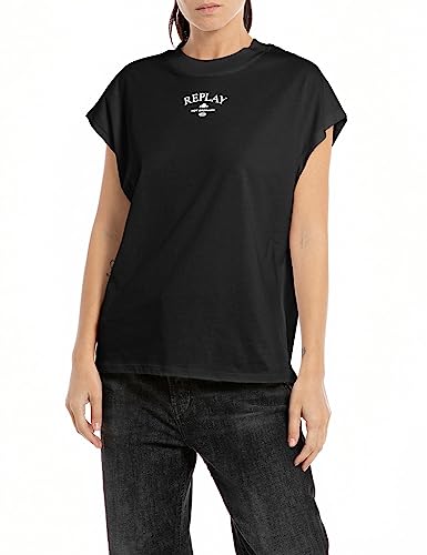Replay T-shirt damski, 098 BLACK, XL