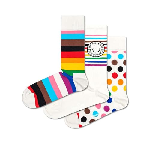 Happy Socks 3 pary skarpetek Pride Socks kolorowy zestaw podarunkowy, LGBTQ Rainbow Flag, Gay Parade, Unisex, rozmiar 41-46