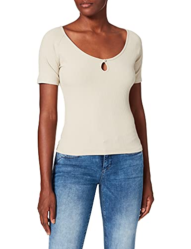 NA-KD Damska koszula Keyhole Jersey Top, jasny khaki, XL
