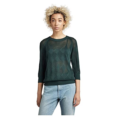 G-STAR RAW Damski sweter Pointelle 1 Sl Knit, Green (Laub B754-4287), XL