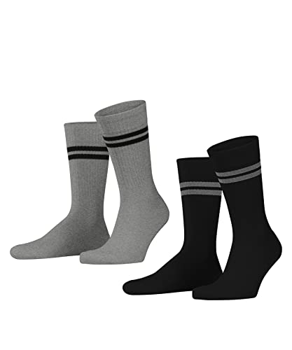 ESPRIT Męskie Tennis Stripe zestaw 2 par zrównoważonej bawełny biologicznej z wzorem w paski, 2 pary skarpetek, czarne (Black-Mix 3010), 43-46 (2 sztuki)
