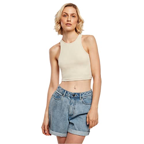 Urban Classics Damska górna część damska Cropped Rib Top, bez brzucha damski top z prążkowanego materiału, dostępny w 7 wariantach kolorystycznych, rozmiary XS -5XL, beżowy, S