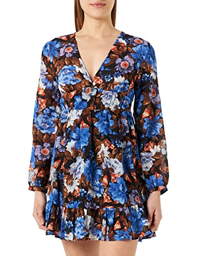 ONLY Women's ONLELLIE LS dekolt w serek WVN sukienka, czarna/szczegóły: AOP, XS