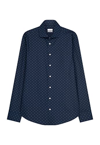 Seidensticker Męska koszula slim fit z długim rękawem, granatowy, 45