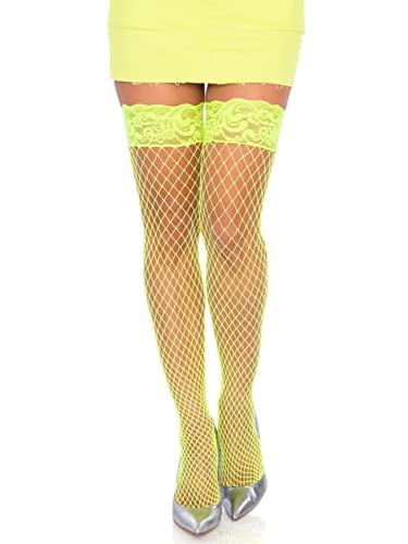 Leg Avenue Damskie 9201-03322 Spandex Industrialna siatka Uda z Stay Up Silikonowa Koronka Top, O/S, Neonowe Yello Kostiumy dla dorosłych, Multi, Jeden, multi, Rozmiar uniwersalny