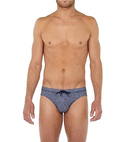 Hom Jefrey Swim Briefs Męskie figi kąpielowe, Mikro wzór granatowy i biały, M