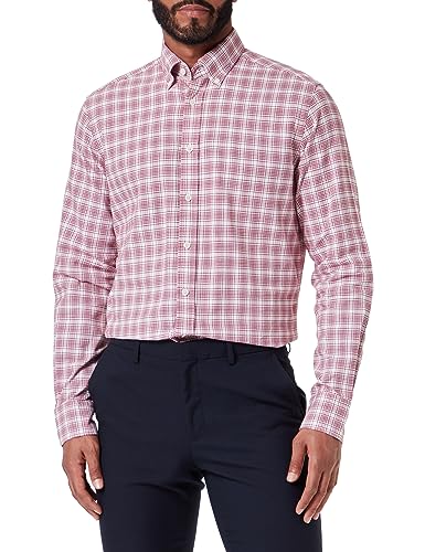Hackett London Męska koszula Oxford w kratkę, biała (biała/czerwona), 3XL, Biały (biały/czerwony), 3XL