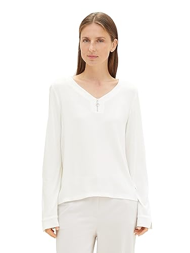 TOM TAILOR Damska koszulka z długim rękawem, 10315 - Whisper White, 3XL