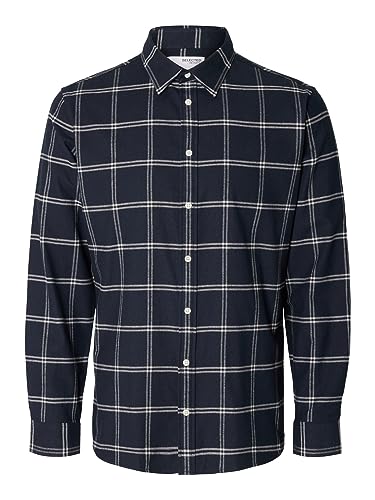 SELETED HOMME Męska koszula Slhslimowen Flannel Shirt Ls Noos, Dark Sapphire/Checks: simple, XXL