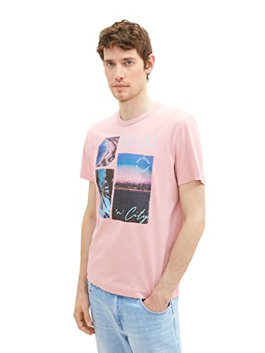 TOM TAILOR Męski T-shirt z nadrukiem fotograficznym, 11055 – Morning Pink, 3XL