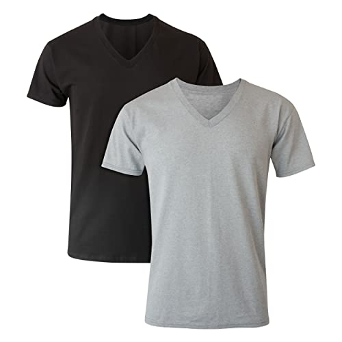 Hanes Męski T-shirt z dekoltem w serek, 2 sztuki w opakowaniu, farbowana, XL