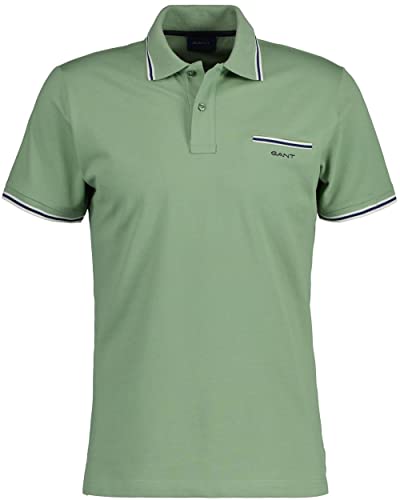 GANT Męska koszula polo 3-calL Tipping SOLID SS Pique, zielona (Kalamata Green), standardowa, Kalamata Green, S